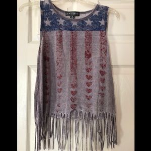 American flag fringe tank